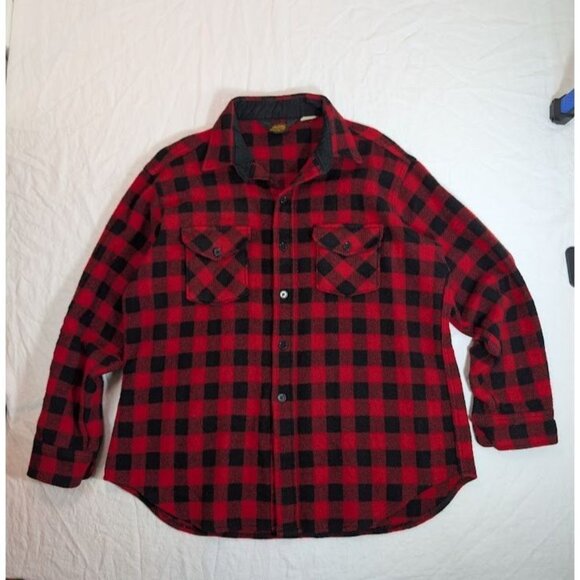 Woolrich Other - VTG Woolrich Wool Shirt Men’s Medium Red Black Buffalo Plaid Button Up K5